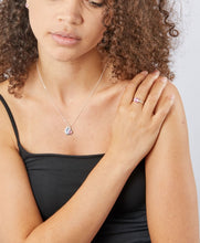 Load image into Gallery viewer, Silver Birthstone necklace October, engraveable.