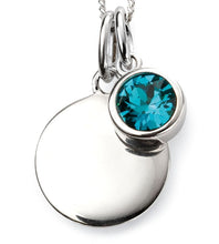 Load image into Gallery viewer, Silver Birthstone necklace December, engraveable.