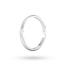 Load image into Gallery viewer, 9ct 2mm White Gold Traditional D shape Wedding Band.