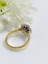 Load image into Gallery viewer, 18ct Yellow Gold and Platinum Sapphire &amp; Diamond cluster ring
