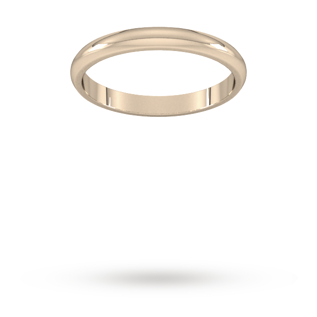 9ct 2.5mm Rose Gold Traditional D shape Wedding Band.