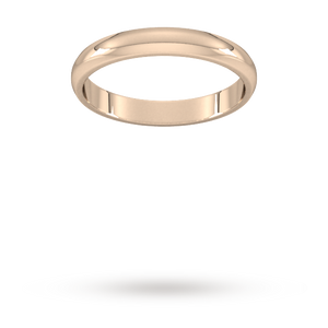 9ct 3mm Traditional D shape Rose Gold Wedding Band. Handmade in Wales.