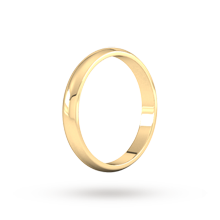 9ct 3mm Yellow Gold Traditional D shape Wedding Band. Handmade in Wales.