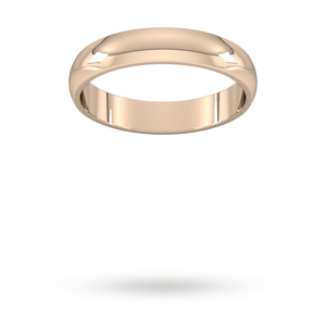 9ct 4mm Rose Gold Traditional D shape Wedding Band.