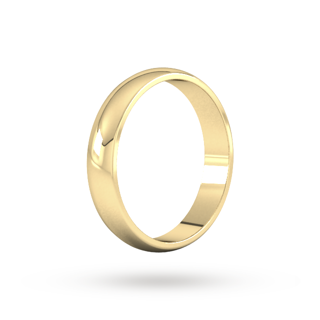 9ct 4mm Yellow Gold Traditional D shape Wedding Band. Handmade in Wales.
