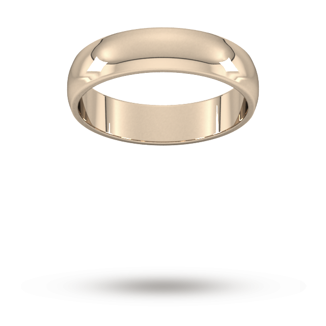 9ct 5mm Rose Gold Traditional D shape Wedding Band.