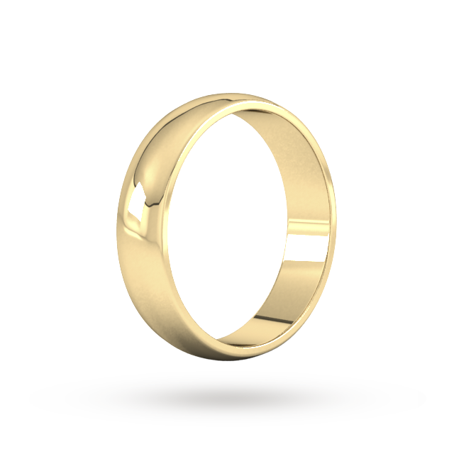 9ct 5mm Yellow Gold Traditional D shape Wedding Band.