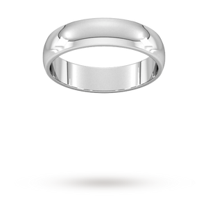 9ct 5mm White Gold Traditional D shape Wedding Band.