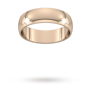 9ct 6mm Rose Gold Traditional D shape Wedding Band.