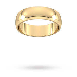9ct 6mm Yellow Gold Traditional D shape Wedding Band.