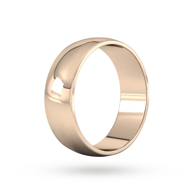 9ct 7mm Rose Gold Traditional D shape Wedding Band.