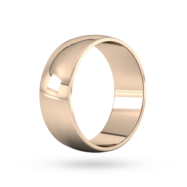 9ct 8mm Rose Gold Traditional D shape Wedding Band.