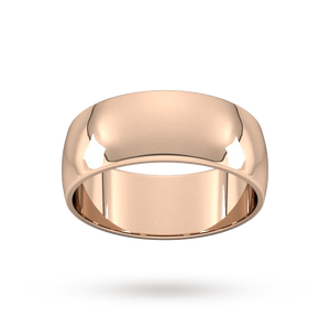 9ct 8mm Rose Gold Traditional D shape Wedding Band.
