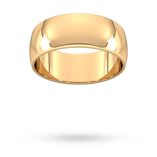 Load image into Gallery viewer, 9ct 8mm Yellow Gold Traditional D shape Wedding Band.
