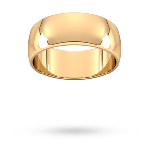 9ct 8mm Yellow Gold Traditional D shape Wedding Band.