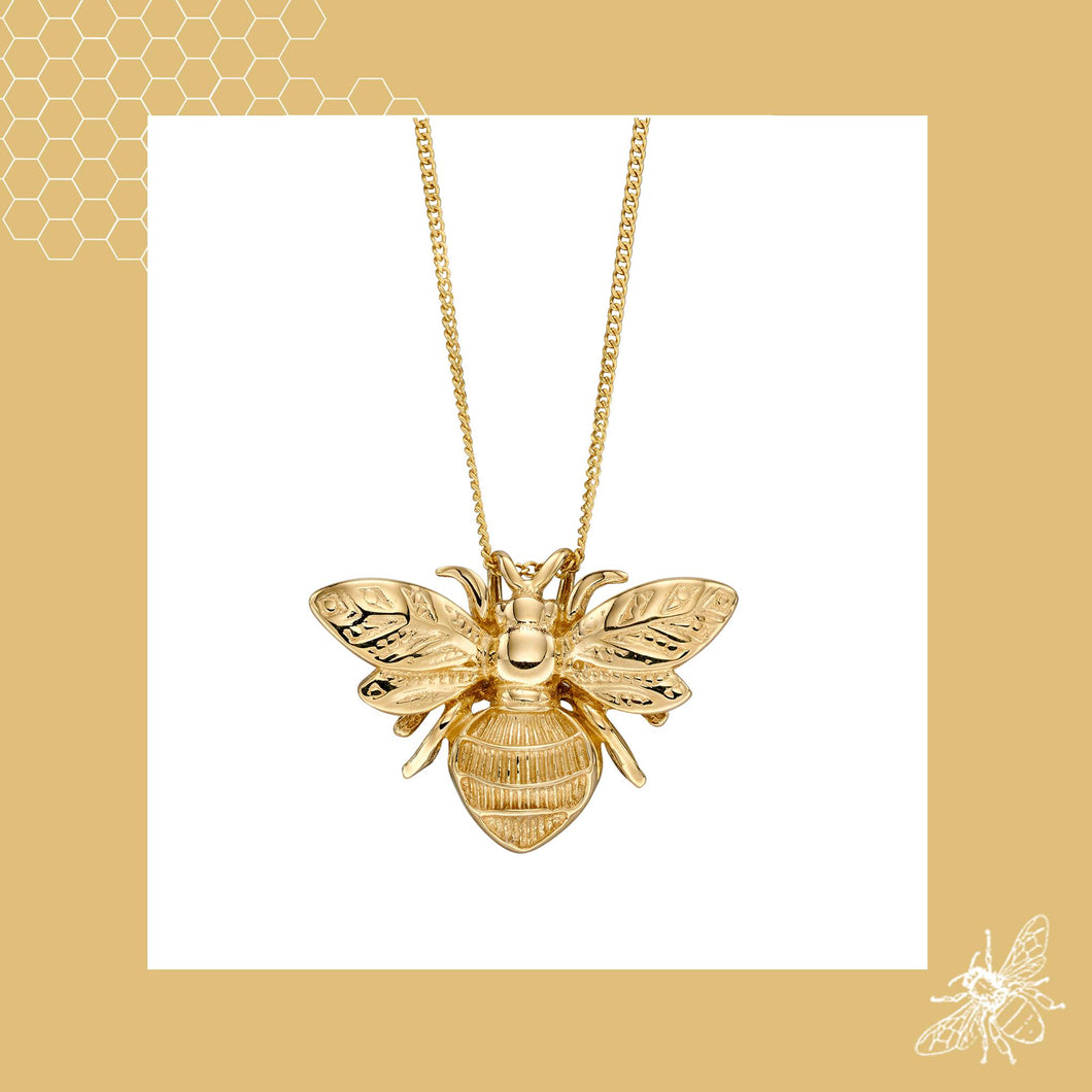 9ct yellow gold designer bee necklace.