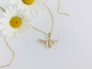 9ct Gold Honey Bee Necklace.  Handmade by Jeffs Jewellers