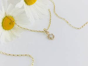 9ct Gold Honey Bee & Diamond set Flower Necklace.  Handmade by Jeffs Jewellers