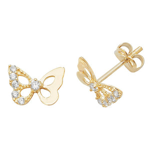 9ct Stone Set Butterfly Studs.