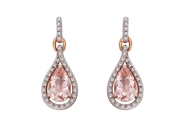 9ct Morganite & Diamond earrings