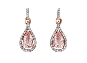9ct Rose Gold Morganite & Diamond Earrings. Dream collection.