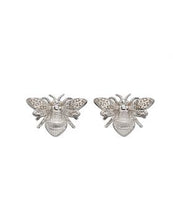 Load image into Gallery viewer, 9ct White Gold Bee Stud Earrings.
