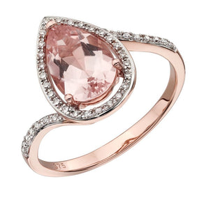 9ct Rose Gold Morganite & Diamond Earrings. Dream collection.