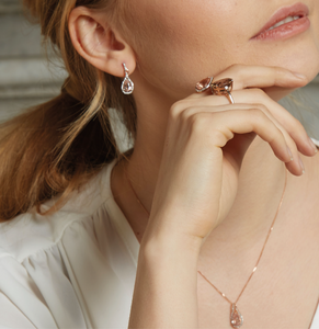 9ct Rose Gold Morganite & Diamond Necklace. Dream collection.