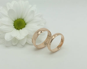 9ct 4mm D shape wedding band Rose gold. Traditional handmade 4mm red gold wedding band. Gents or womens