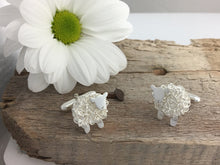 Load image into Gallery viewer, Handmade silver sheep cufflinks, individually crafted in Wales at Jeffs Jewellers.
