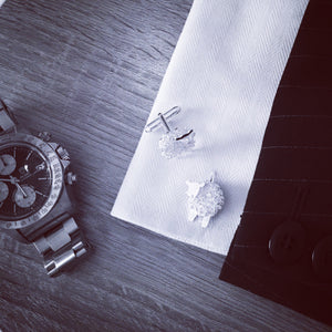 Handmade silver sheep cufflinks, individually hand crafted at Jeffs Jewellers.