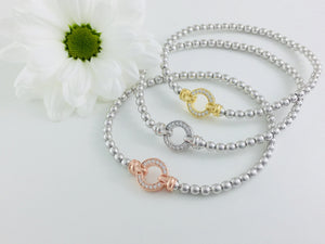 Set of 3, Designer Pave Set Circle Bracelet. Part of the Exquisite collection.