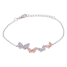 Load image into Gallery viewer, Butterfly necklace. Sterling Silver &amp; Rose gold stone set Butterfly chain
