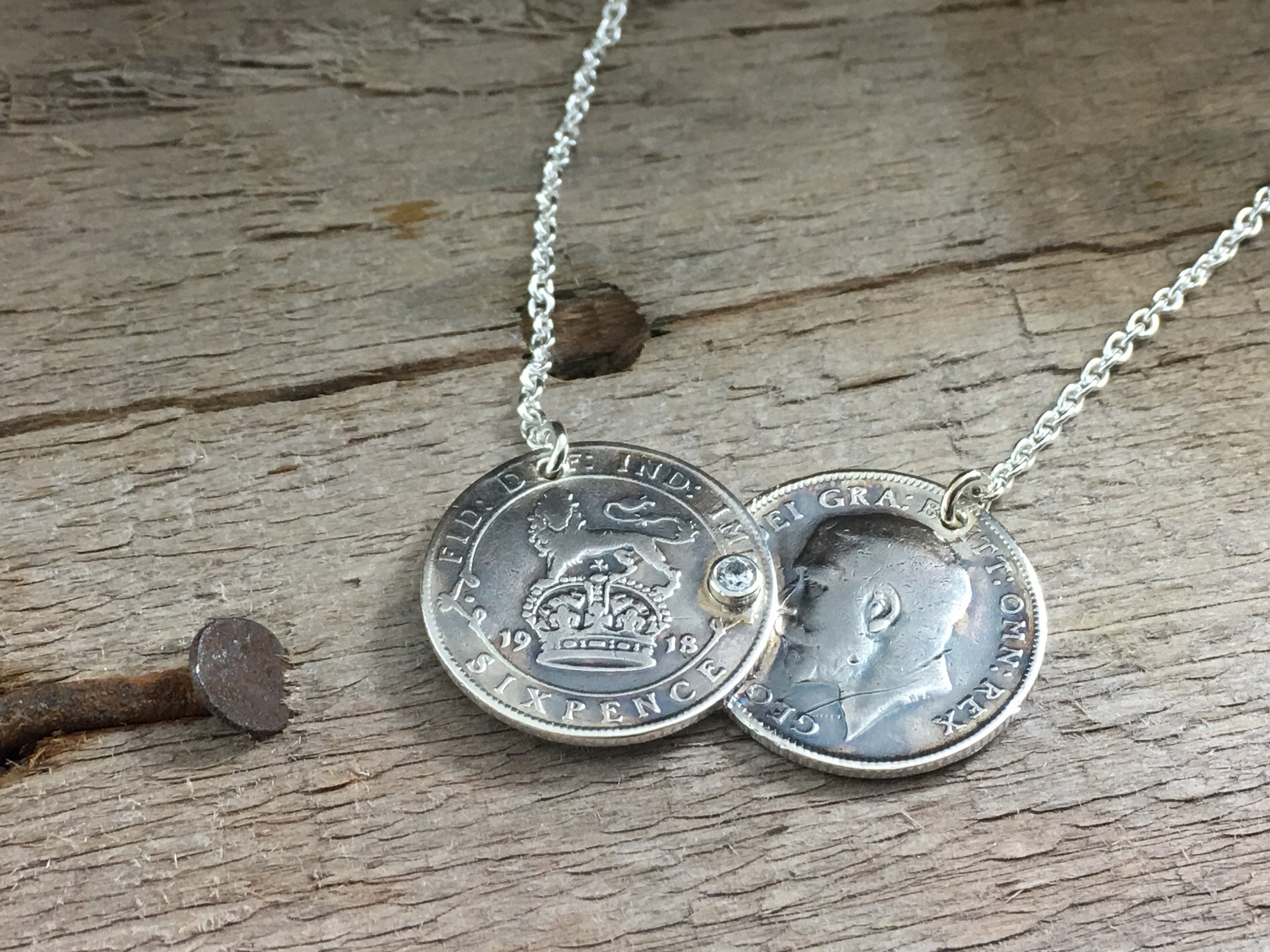 Gold Coin Holly Willoughby Double Coin Necklace Lucky Sixpence