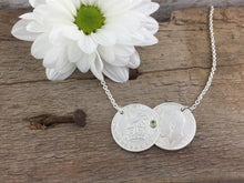 Load image into Gallery viewer, Silver Double Coin Birthstone necklace
