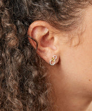 Load image into Gallery viewer, Silver Honeycomb Bee earring studs.
