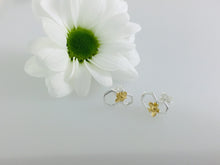 Load image into Gallery viewer, Silver Honeycomb Bee earring studs.
