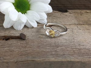 Silver Honeycomb and Honey Bee ring.