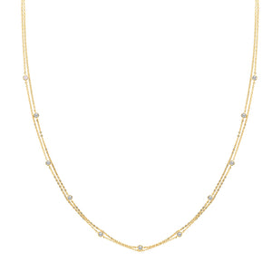 9ct Gold Dainty Double Strand Dew Drop Necklace.