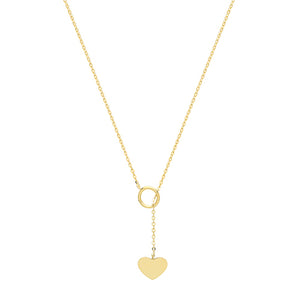 9ct Gold Dainty Heart Lariot Necklace.