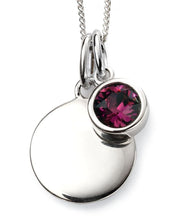 Load image into Gallery viewer, Silver Birthstone necklace February, engraveable.

