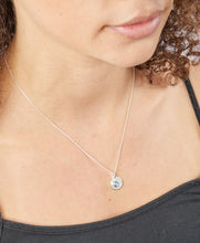 Load image into Gallery viewer, Silver Birthstone necklace March, engraveable.
