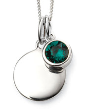 Load image into Gallery viewer, Silver Birthstone necklace May, engraveable.
