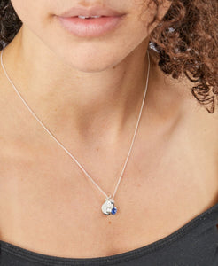 Silver Birthstone necklace September, engraveable.