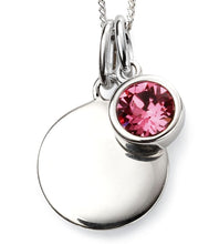 Load image into Gallery viewer, Silver Birthstone necklace October, engraveable.
