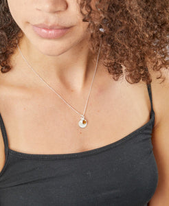 Silver Birthstone necklace November, engraveable.