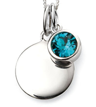 Load image into Gallery viewer, Silver Birthstone necklace December, engraveable.
