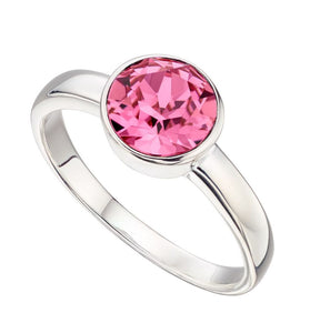 Silver Birthstone Ring October Pink Stone