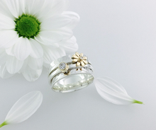 Load image into Gallery viewer, The Daisy Dew Drop Spinner Ring, handmade worry ring 9ct solid gold &amp; sterling Silver
