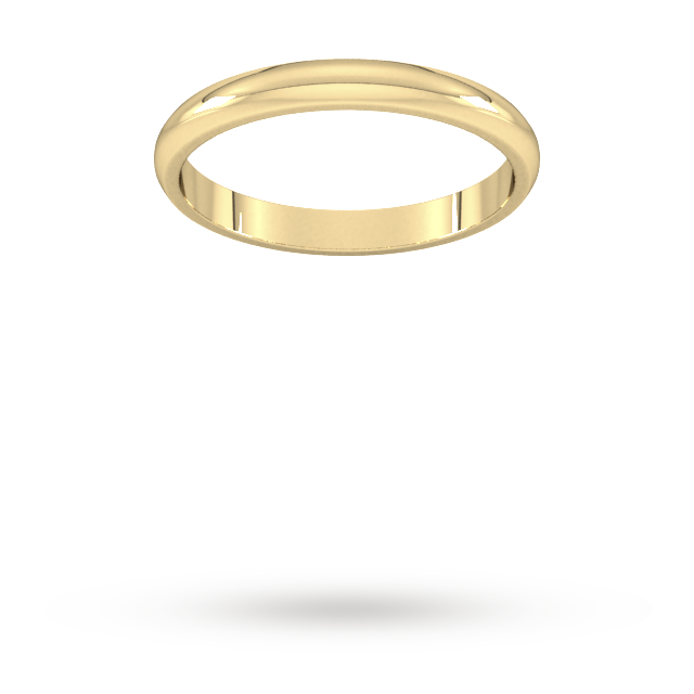9ct 2.5mm Yellow Gold Traditional D shape Wedding Band.